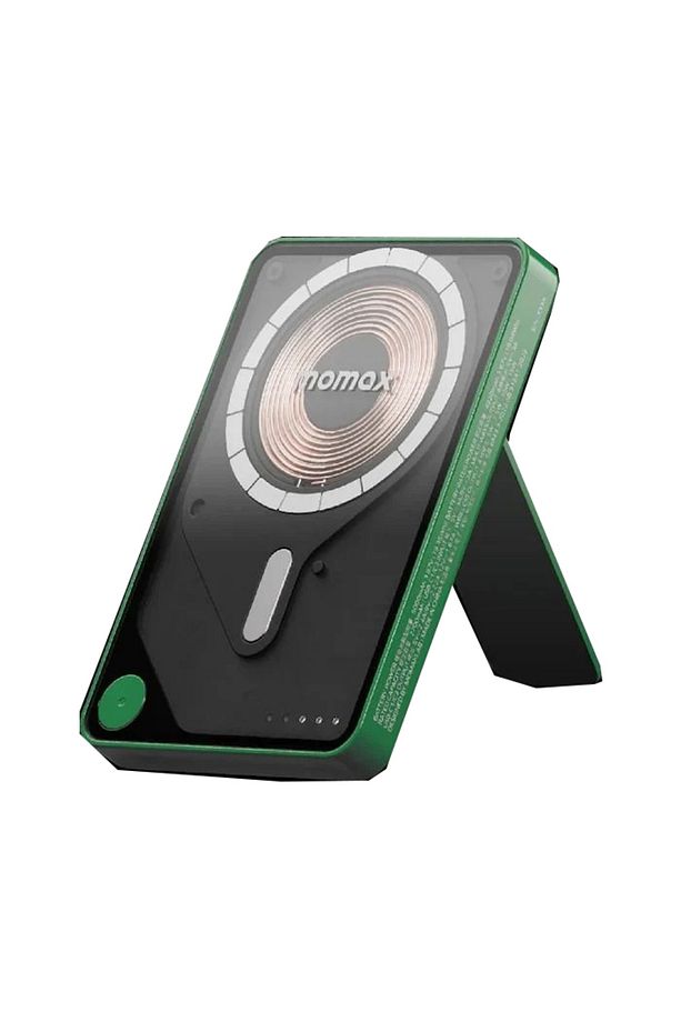 1-Power X Pro Magnetic Wireless Battery Pack (5000mAh) with Stand and Built-in USB-C Cable (Green) - 1
