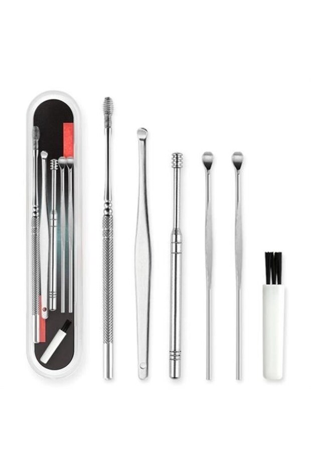 Buffer ® 6 Pieces Stainless Steel Ear Wax Collector Remover Cleaner Care Stick Set