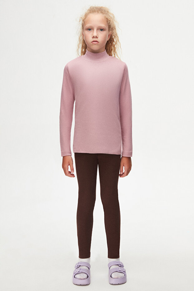 Gül Kurusu Basic Winter Half Turtleneck Long Sleeve Girls' T-Shirt