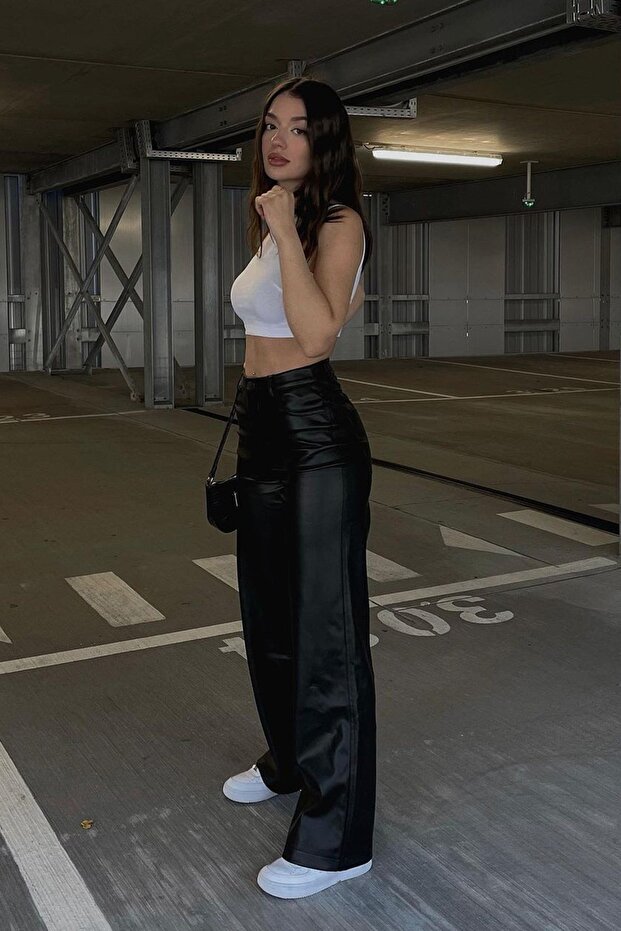 Czarne skórzane spodnie Mad Girls Mg1316 - 3