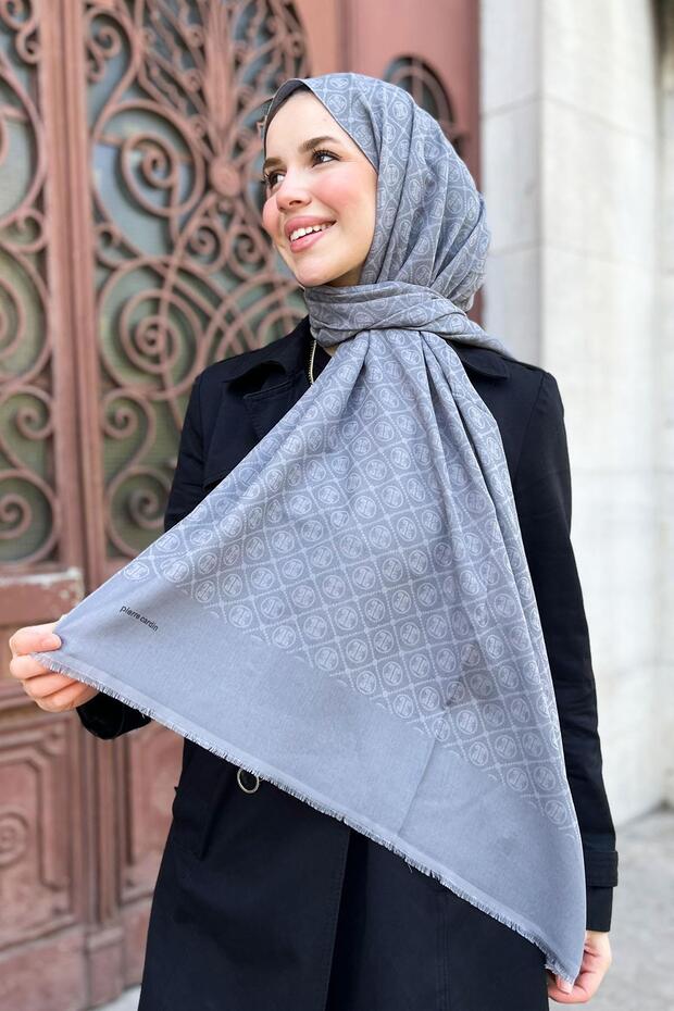 Elegans Monogram Shawl - 1090700 -971 - Gray