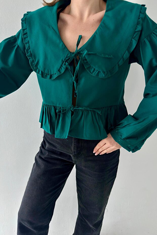 Front Tie Bebê Collar Shirt - 1