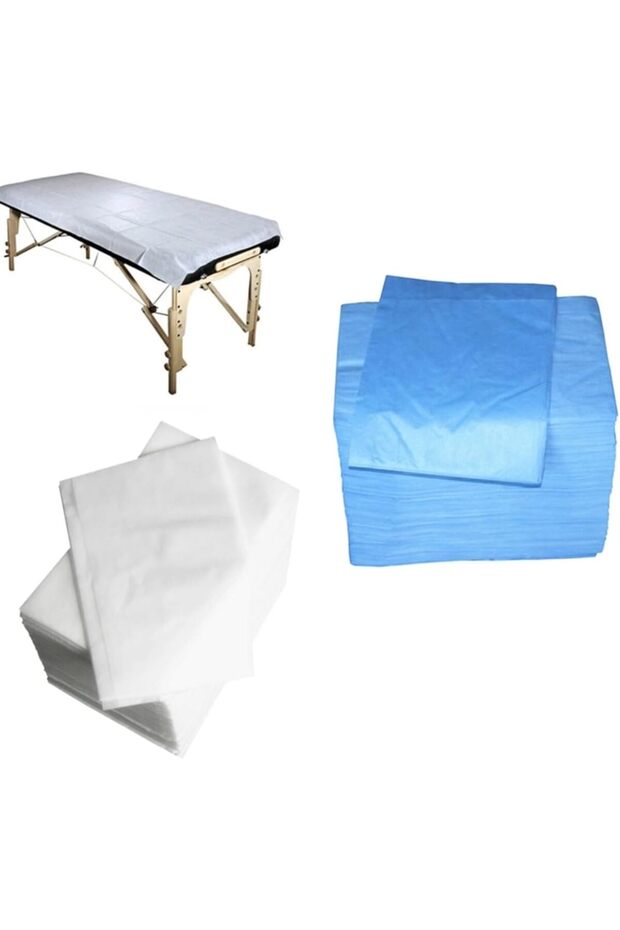 100 Pcs Non-woven Disposable Massage Table Sheet Bed Cover 80x180cm 50 BLUE-50 WHITE