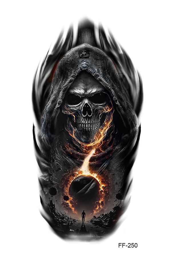 Flaming Skull Alevli Kuru Kafa Dövmesi - 2