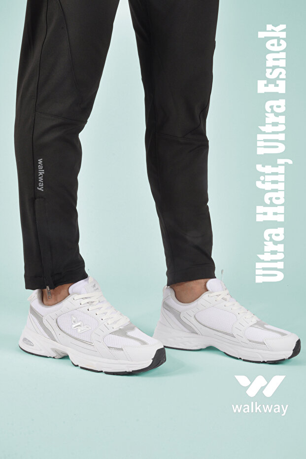 Run m White-Silver Men's Sports Shoes – Lightweight, Flexible and Comfortable Design