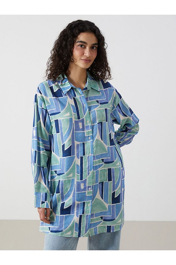LCW Modest Desenli Kadın Gömlek Tunik - 1