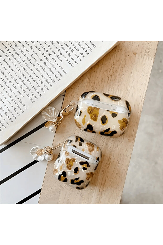 حافظة ساحرة على شكل صدفة البحر بنمط الفهد متوافقة مع Airpods Pro/pro2 - 2