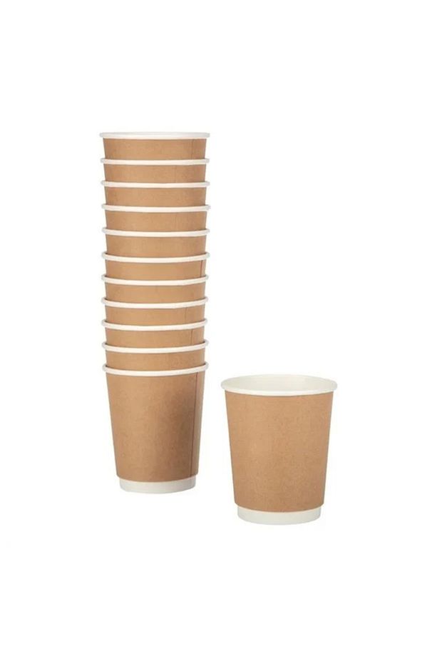 8 Oz Double Wall Çift Duvar Kraft Karton Bardak Latte Bardağı 25 Adet Bardak 25 Adet Kapak - 5