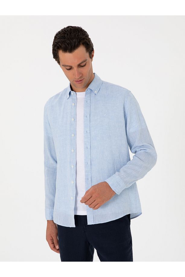 Mavi Regular Fit %100 Keten Gömlek 50303617-vr036 - 3
