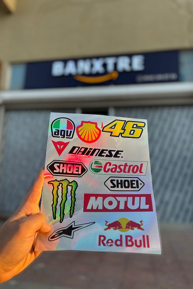 Motor ve Kask için Sponsorlu Markalar Hologramlı A4 Sticker Pack Seri -1(11 Sticker Tek Paket) - 6