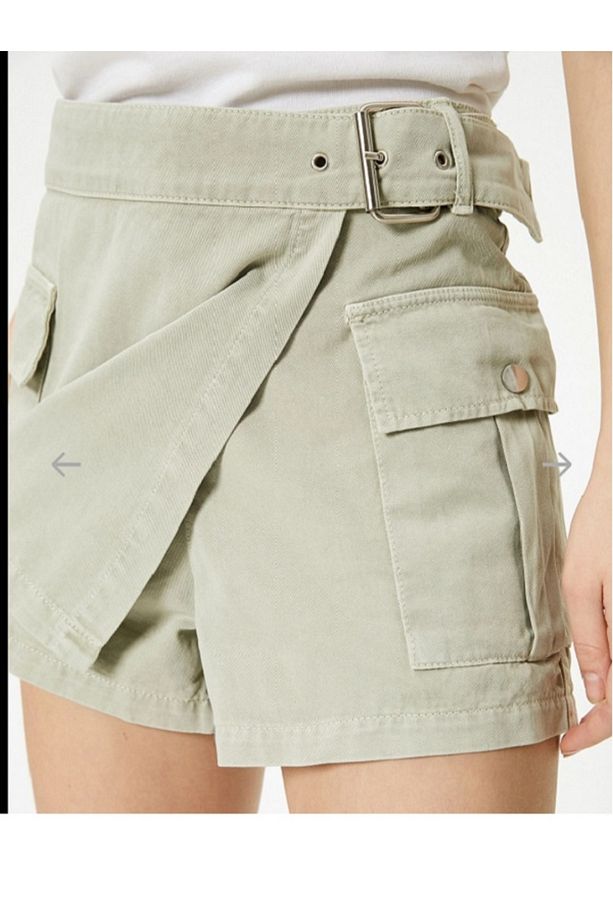 Kopya - Baggy Denim Yazlık Şort Etek Patch Pocket Jasns Shorts In Light Indigo Kot - 1