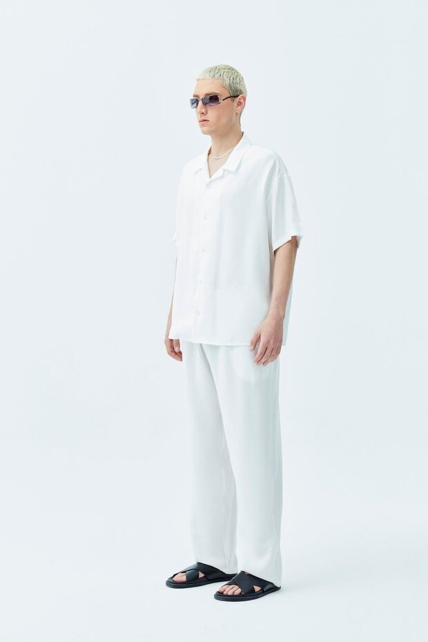 Basıc Oversize Keten Takım Ekru - 4