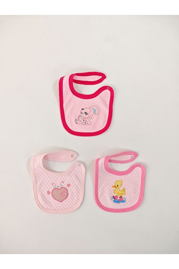 100% Cotton 3-Piece Baby Girl Bib Collar Baby Bib Double Layer Snap Scarf Drool Bib