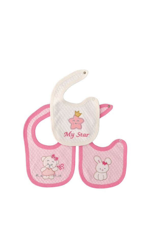 100% Cotton 3-Piece Baby Girl Bib Collar Baby Bib Double Layer Snap Scarf Drool Bib