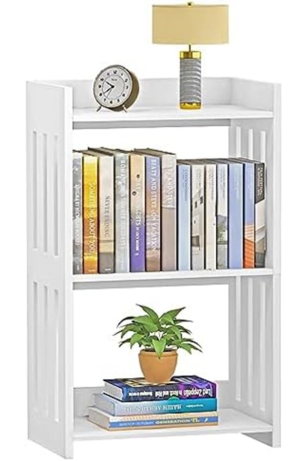 White 3-Tier Bookshelf – Compact Bookcase and Storage Organizer for Living Room, Bedroom, or Office