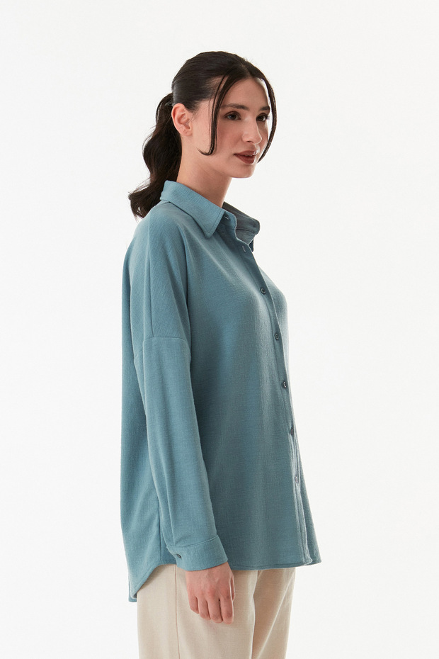 Basic Jakarlı Oversize Gömlek - 5