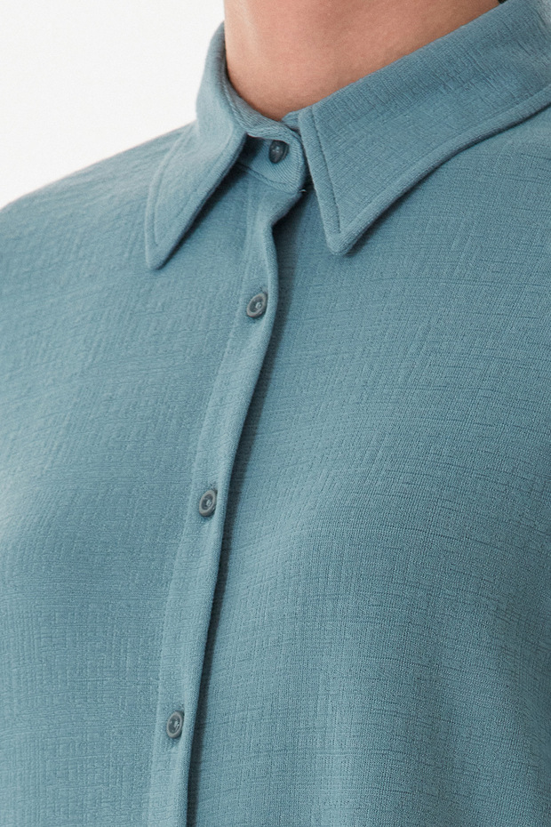 Basic Jakarlı Oversize Gömlek - 7
