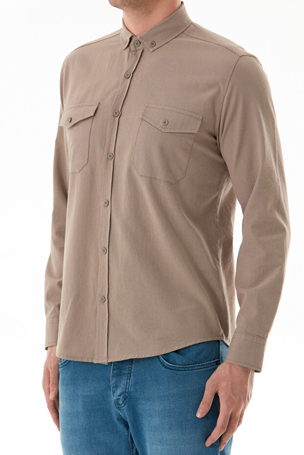 Basic Çıtçıtlı Gabardin Gömlek - 5