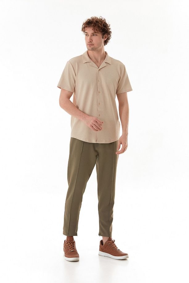 Basic Krep Kumaş Düğmeli Gömlek - 2