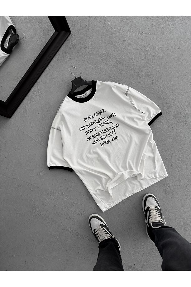 Siyah Reverse Text Baskılı Oversize T-Shirt BS-003 - 5