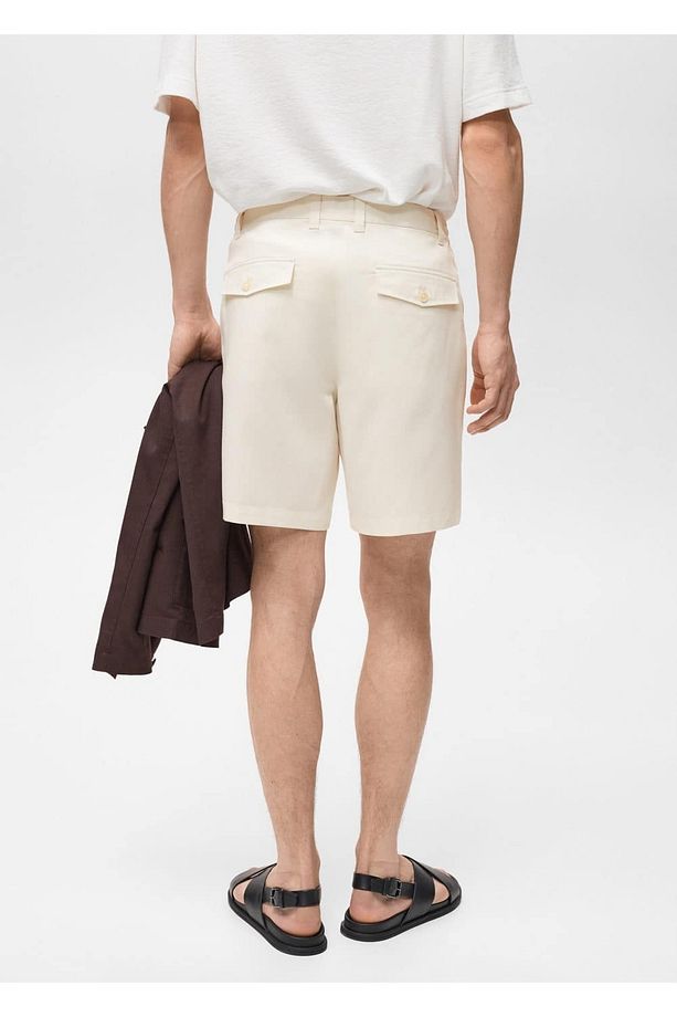 Slim fit akışkan bermuda şort - 4