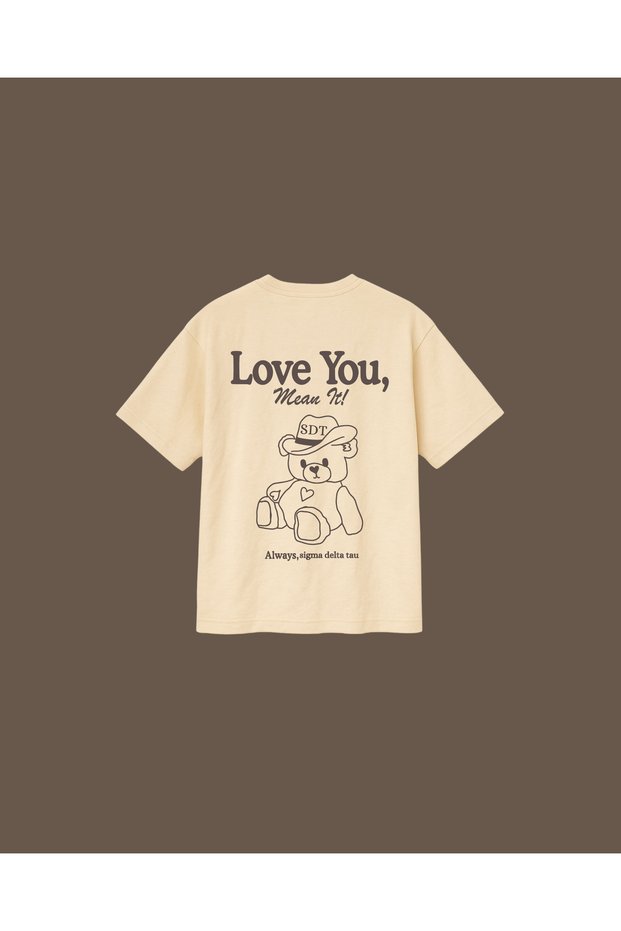 Oversize Fit Unisex Beige Color Printed Casual Street Style T-Shirt