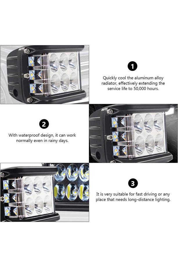 1 Adet Kaput Üstü Offroad Projektör Sis Çalışma Lambası 12 Ledli 36 watt - 3