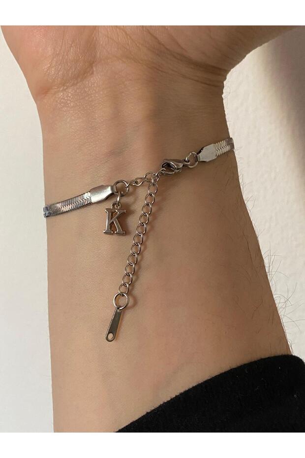 316L Steel Italian Bracelet with Letter K Does Not Tarnish