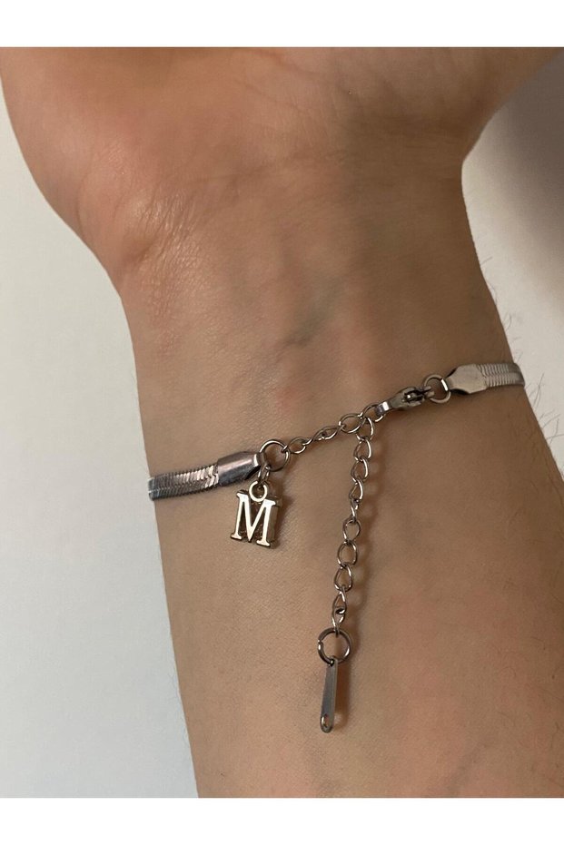 316L Steel Italian Bracelet with Letter m Does Not Tarnish