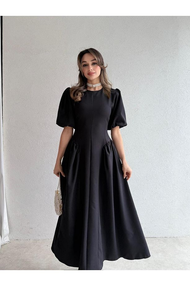 LEDORE Midi Elbise 7857 - Siyah - 5