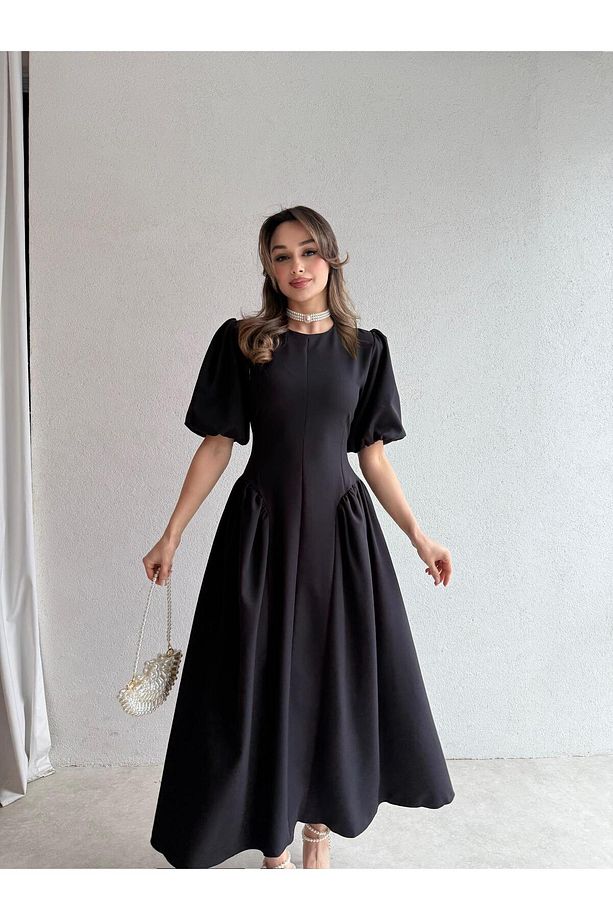 LEDORE Midi Elbise 7857 - Siyah - 1