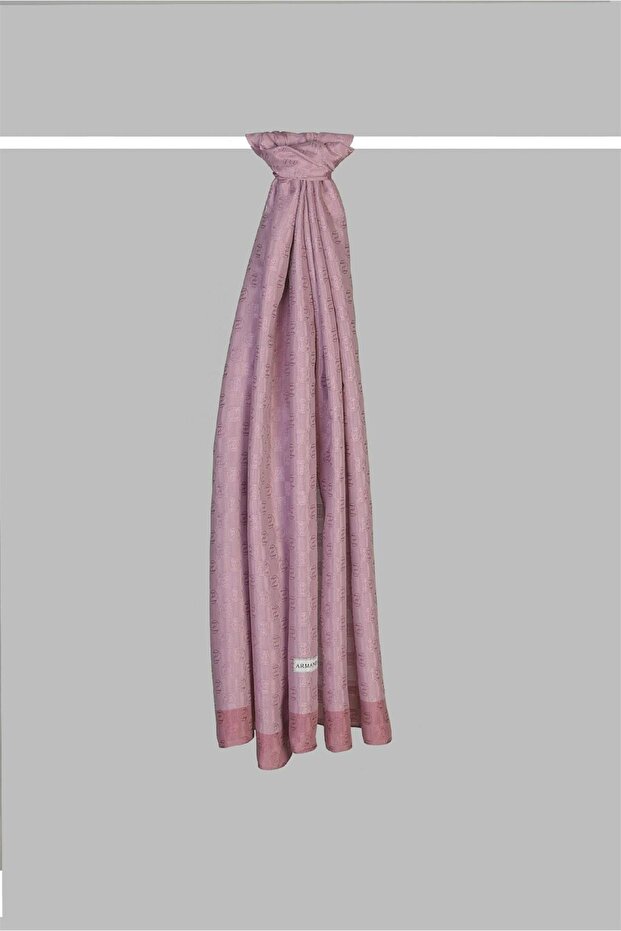 شال منقوش بنمط مونوغرام للسيدات 3041-ليلك - 2