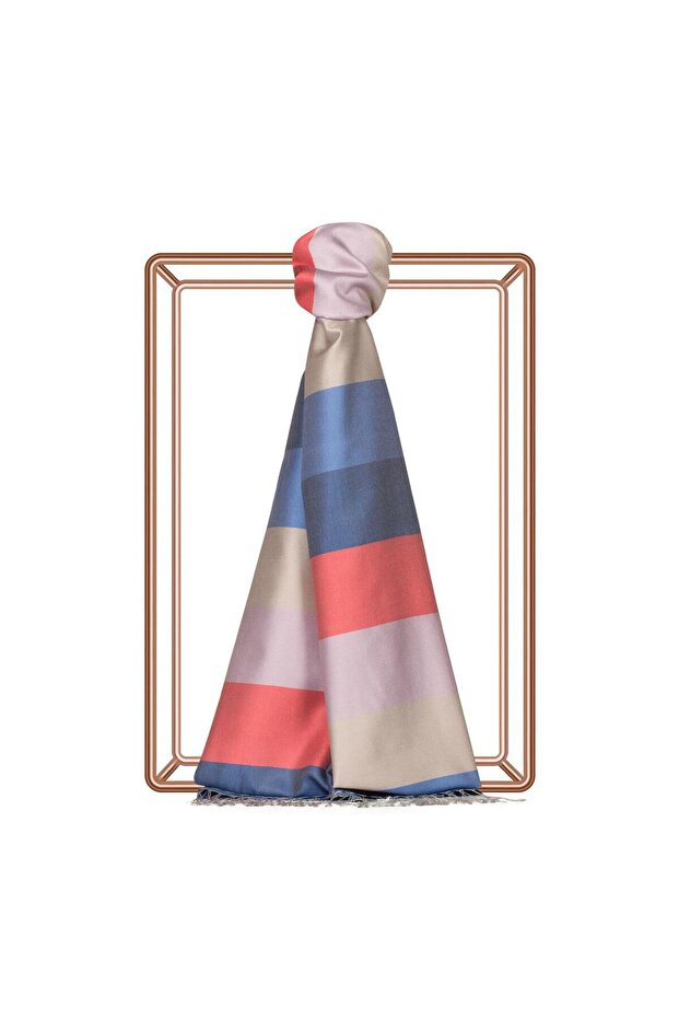 Block Patterned Silk Shawl 04030-Model 52 - 1