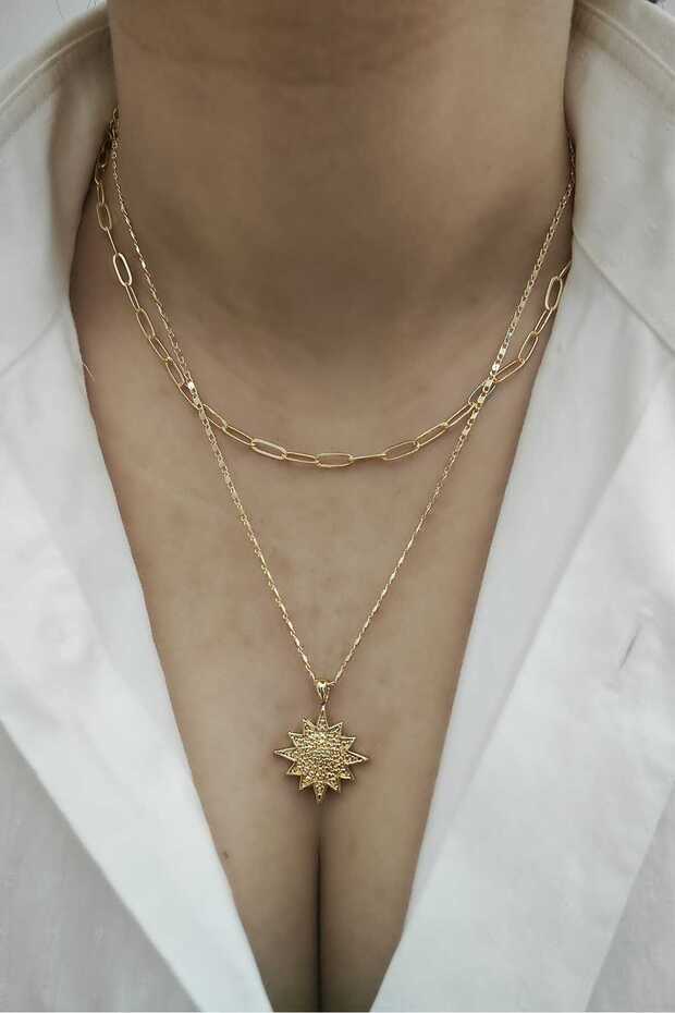 2-Piece Combination Polar Star Charm Gold Women's Necklace