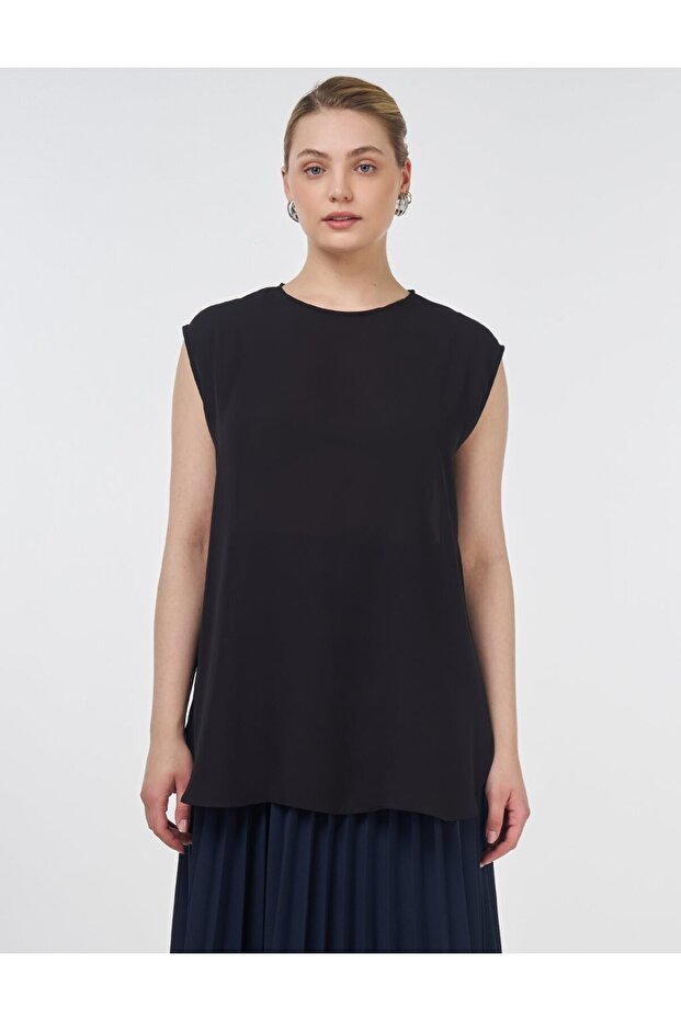 Sıfır Yaka Basic T-Shirt Siyah - 1