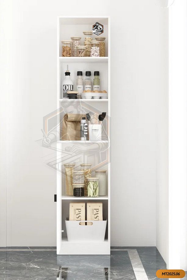 Tamamı Mdf Tek Kapaklı Ve Açık Raflı Çok Amaçlı Mutfak Dolabı/kavanozluk/kiler Dolabı - 6