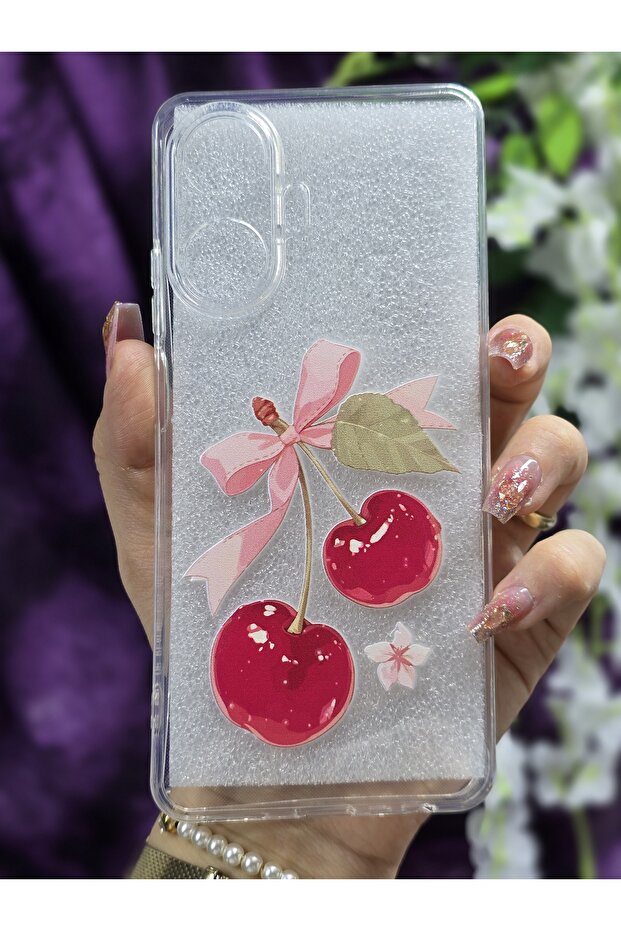 غلاف هاتف شفاف من السيليكون المتوافق مع نمط الكرز لهاتف Realme C55 - 2