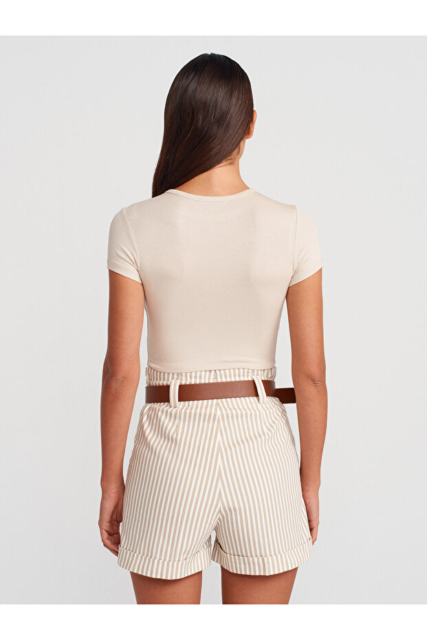 31104 Modal Crop Top-Bej - 2