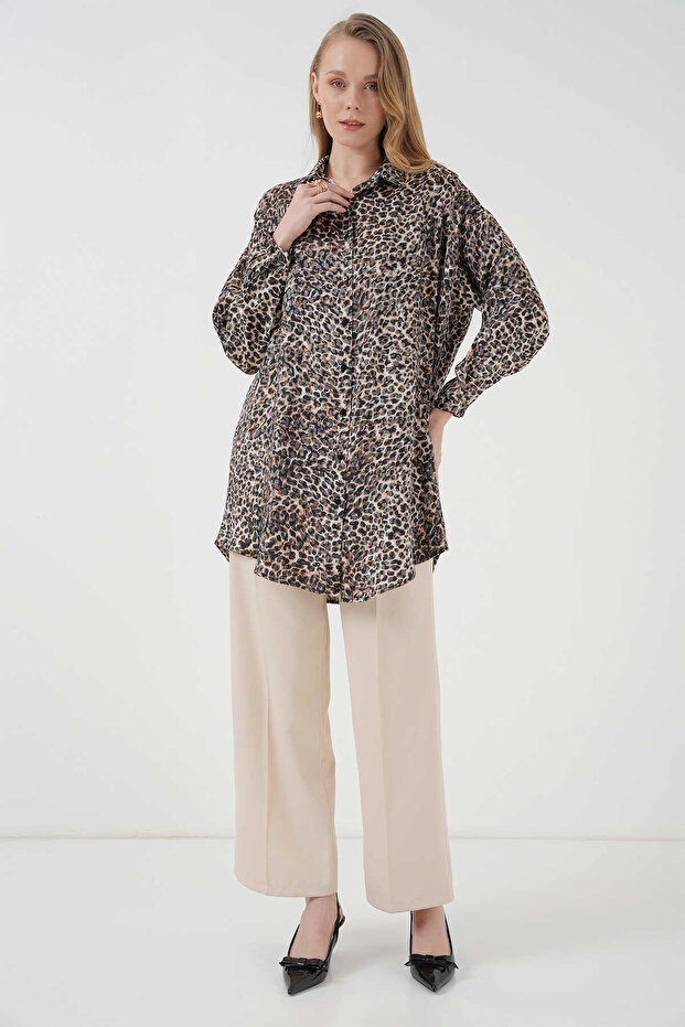 Gabria Leopard Patterned Glitter Tunic - 2
