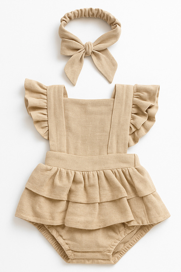 Baby Girl and Child Bow Bodysuit Muslin Dress