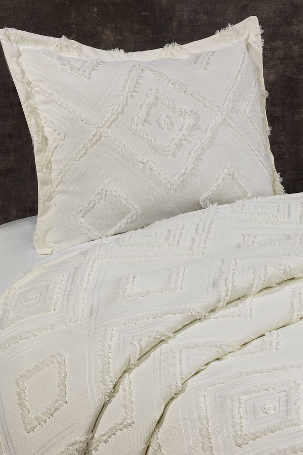 Lusso Iskandinav Tek Kişilik Yatak Örtüsü 180x250 Ve 1 Adet Yastık Ekru - 5
