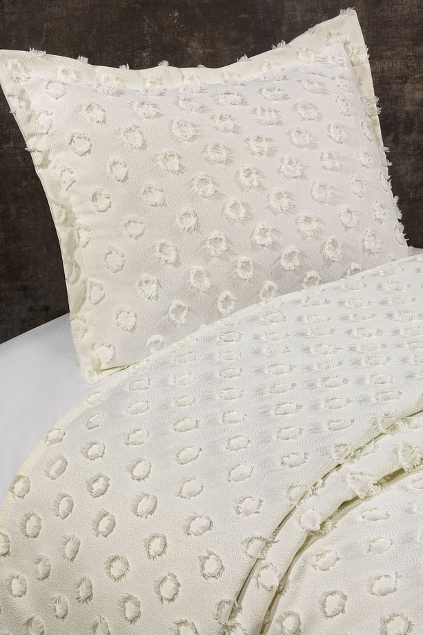 Ponponlu Delux Tek Kişilik Yatak Örtüsü 180x 250- Ekru - - 5