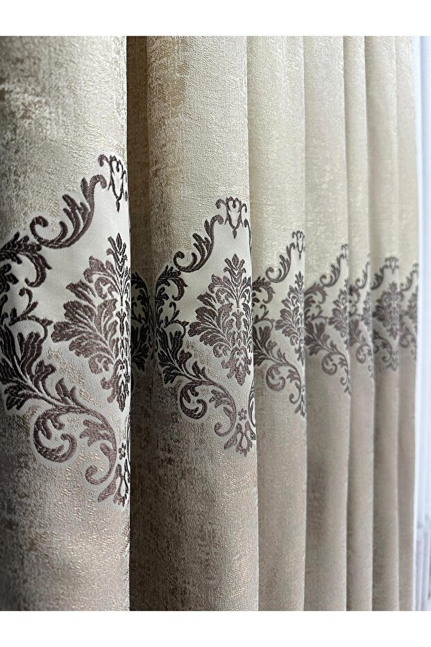 Panel Background Beige Background Curtain 1/3 Dense Pleat Single Wing Curtain Holder (Braçol) Gifted