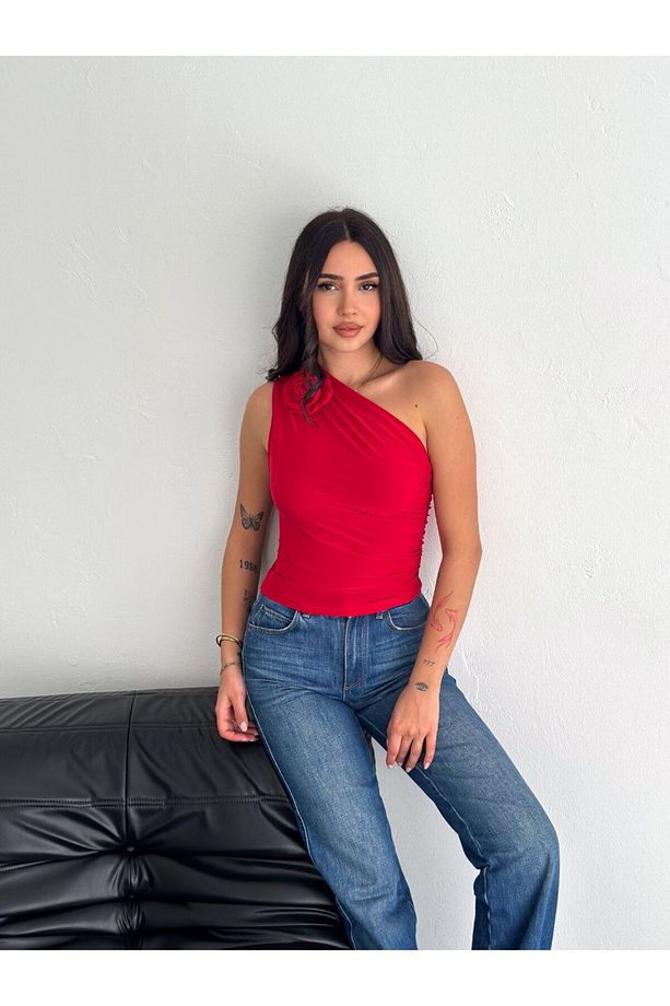 Güllü tek omuzlu crop - 3