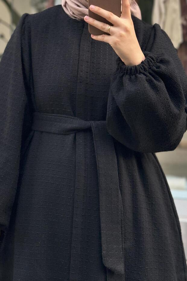 Şanel Kışlık Ferace- Siyah - 3