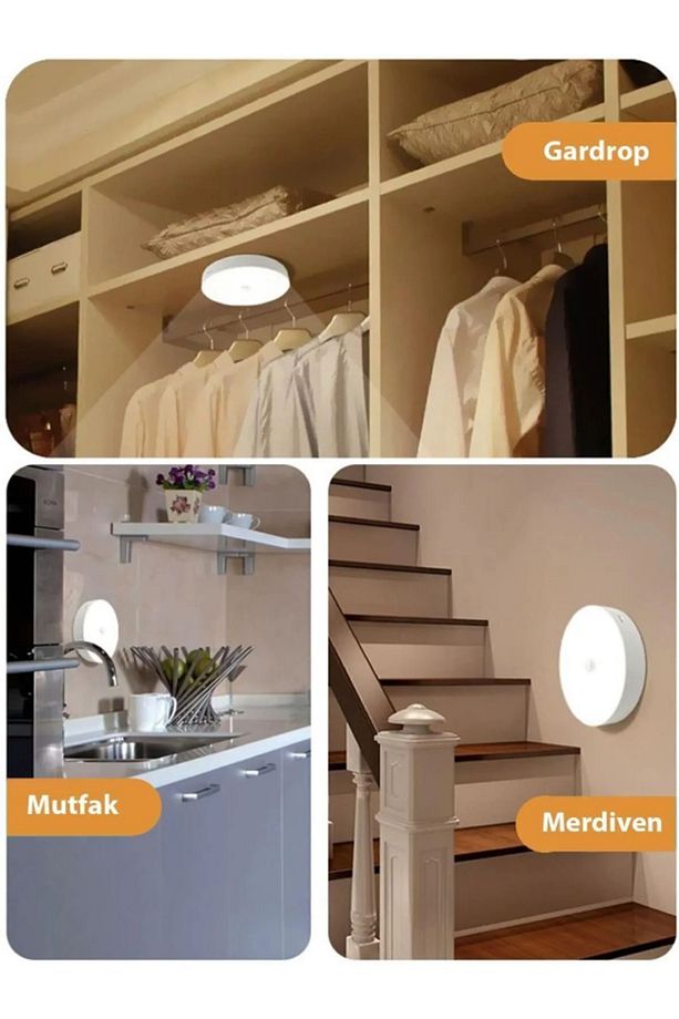 Hareket Sensörlü 16 Ledli 6 Modlu Şarjlı 2 Renk Beyaz Ve Sarı Gün Işık Lamba Auto Mod Dolap Içi - 7