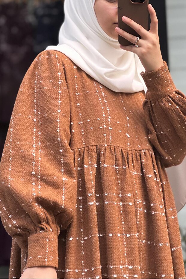 Şanel Kışlık Elbise- Camel - 3