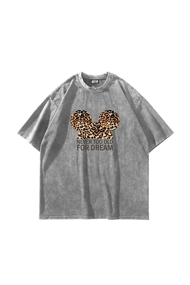 تيشيرت أبيض كبير الحجم مطبوع عليه Leopard For Dream للجنسين قابل للغسل