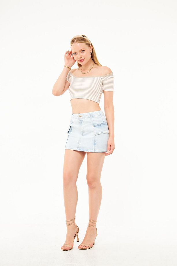 Denim Mini Etek - 3