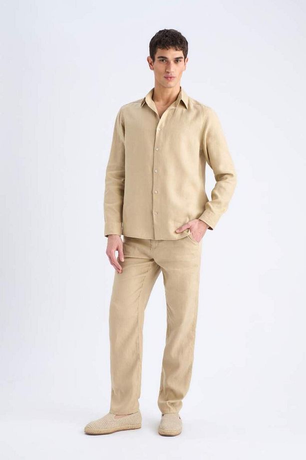Yeni Sezon %100 Keten Relax Fit Rahat Kesim Düz Paça Yazlık Pantolon - 4